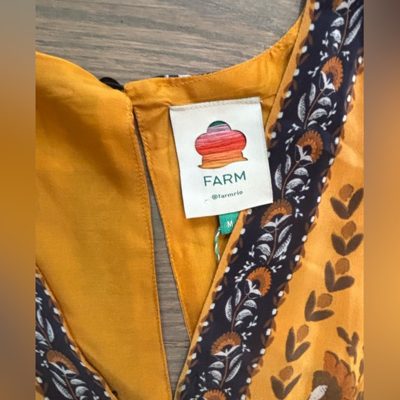 NEW FARM RIO tropical tapestry kaftan dress in yellow New with tags - Picture 8 of 10